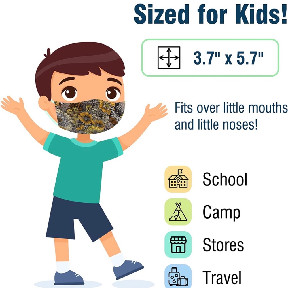 50 Pcs Fall Print Disposable Face Mask For Kids, Individually Wrapped - Picture 4 of 5